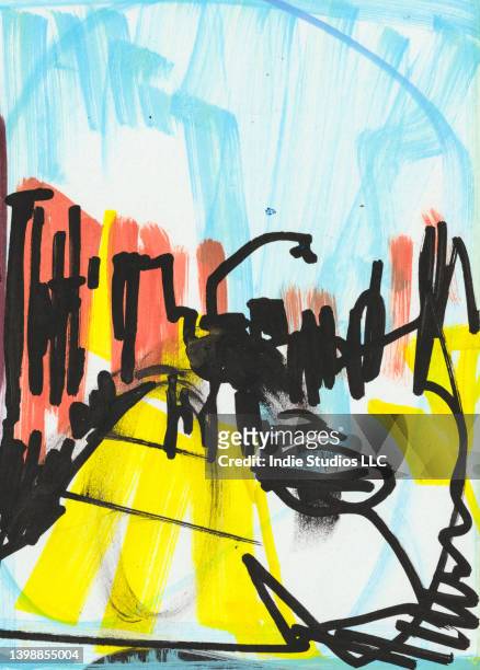abstract illustrations of urban spaces made with paint - new york gemälde stock-fotos und bilder