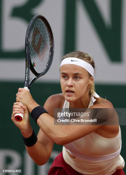 Anna Karolina Schmiedlova of Slovakia plays a backhand against Kristina Kucova of Slovakia during the Women's Singles First Round match on Day 2 of...