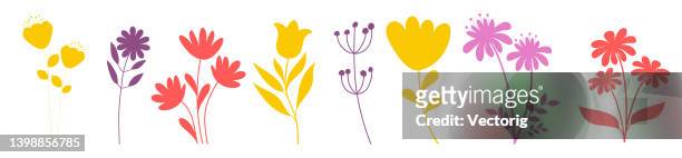 silhouette flower collection - bloom stock illustrations