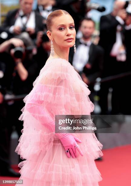 Marina Ruy Barbosa attends the screening of "Decision To Leave " during the 75th annual Cannes film festival at Palais des Festivals on May 23, 2022...