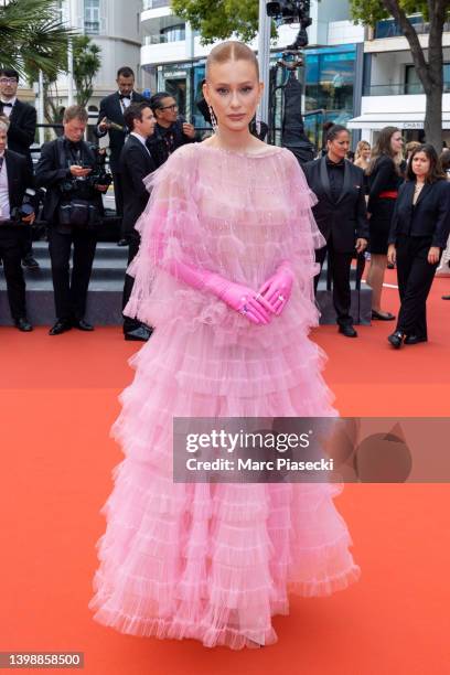 Marina Ruy Barbosa attends the screening of "Decision To Leave " during the 75th annual Cannes film festival at Palais des Festivals on May 23, 2022...