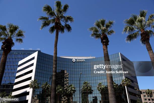 View of the Zoom Video Communications headquarters on May 23, 2022 in San Jose, California. Online video conferencing company Zoom Video...