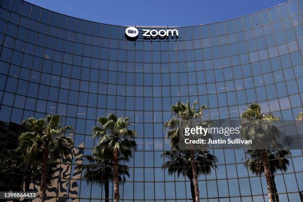 View of the Zoom Video Communications headquarters on May 23, 2022 in San Jose, California. Online video conferencing company Zoom Video...