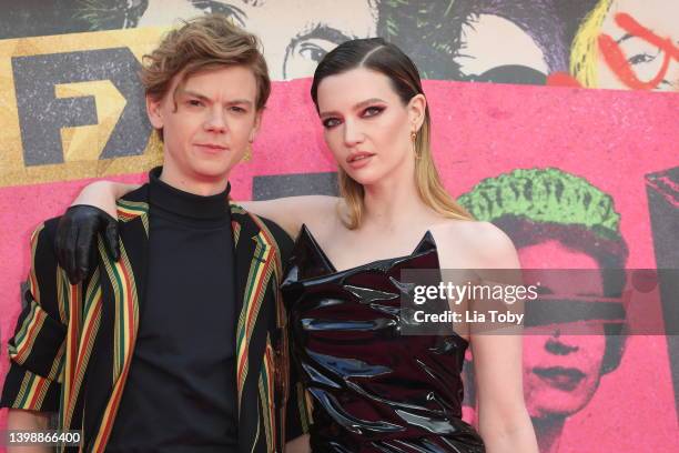 Thomas Brodie-Sangster and Talulah Riley attend the Global premiere of PISTOL at Odeon Luxe Leicester Square on May 23, 2022 in London, England.