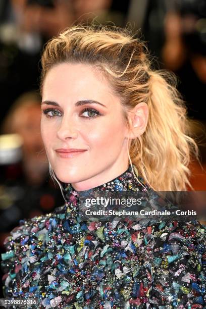 Kristen Stewart attends the screening of "Crimes Of The Future" during the 75th annual Cannes film festival at Palais des Festivals on May 23, 2022...