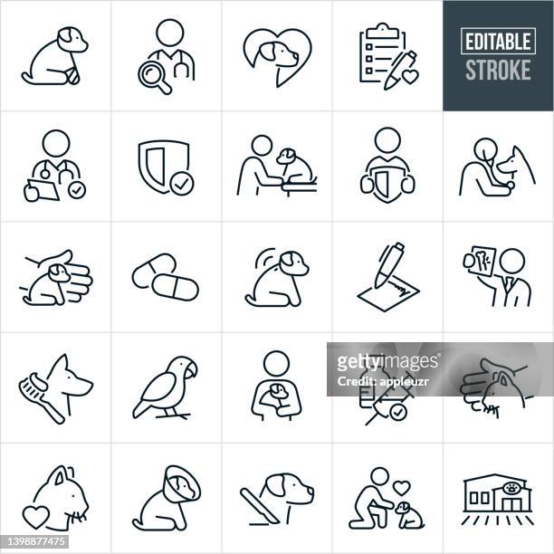ilustrações de stock, clip art, desenhos animados e ícones de pet insurance thin line icons - editable stroke - pet equipment
