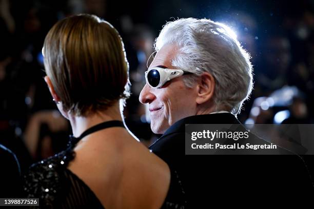 Léa Seydoux and David Cronenberg attend the screening of "Crimes Of The Future" during the 75th annual Cannes film festival at Palais des Festivals...