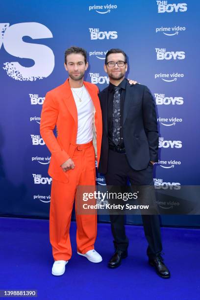 Antony Starr and Chace Crawford attend the "The Boys - Season 3" special screening at Le Grand Rex on May 23, 2022 in Paris, France.