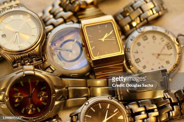 jewelry container with mens wrist watches - vintage jewellery stock pictures, royalty-free photos & images