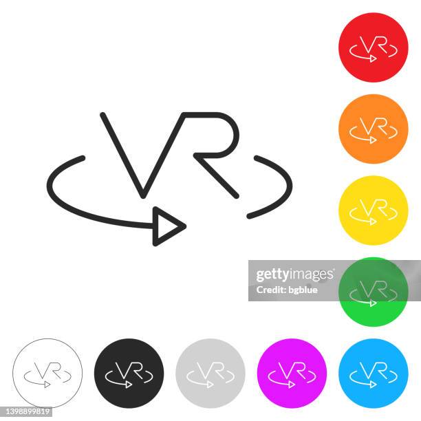 vr - virtual reality. icon on colorful buttons - full circle tour stock illustrations