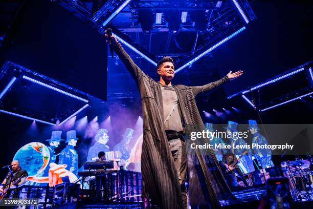 Danny O'Donoghue of The Script performs on stage at Motorpoint Arena Cardiff on May 23, 2022 in Cardiff, Wales.