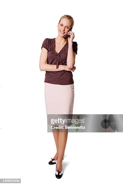 business woman in skirt and blouse. - full body isolated bildbanksfoton och bilder