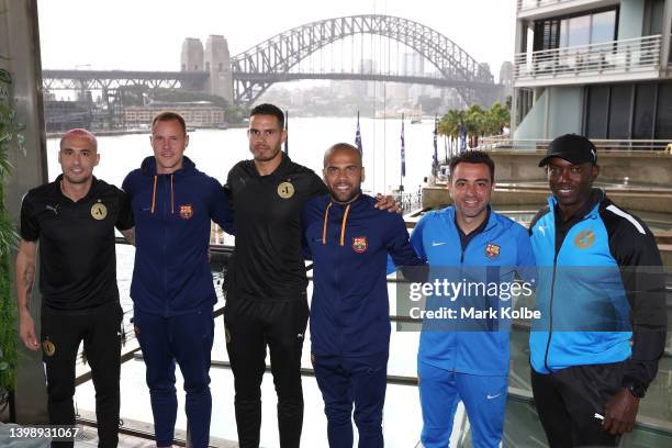 Jason Davidson of the A-Leagues All Stars, Marc-André ter Stegen of FC Barcelona, Jack Rodwell of the A-Leagues All Stars, Dani Alves of FC...