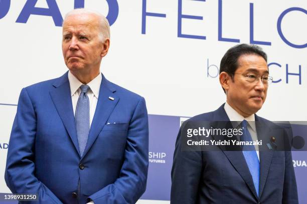 President Joe Biden and Japanese Prime Minister Fumio Kishida attend the Quad Fellowship Founding Celebration event on May 24, 2022 in Tokyo, Japan....