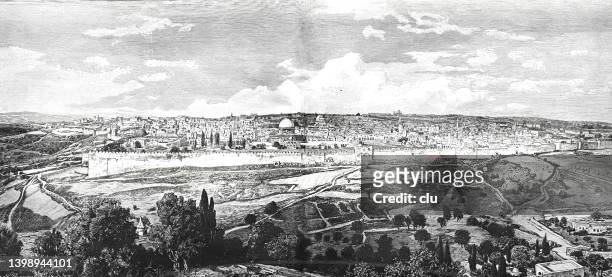 stockillustraties, clipart, cartoons en iconen met view of jerusalem skyline - 1890 1899