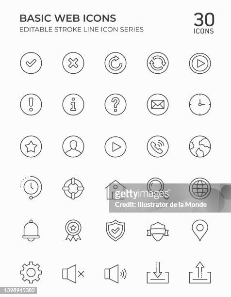 stockillustraties, clipart, cartoons en iconen met basic web icons editable stroke line icons - vraagteken