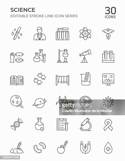 stockillustraties, clipart, cartoons en iconen met science editable stroke line icons - pipette