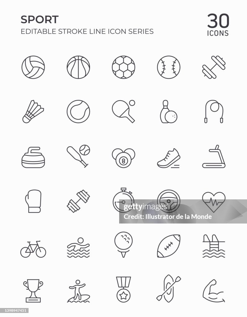 Sport Editable Stroke Line Icons