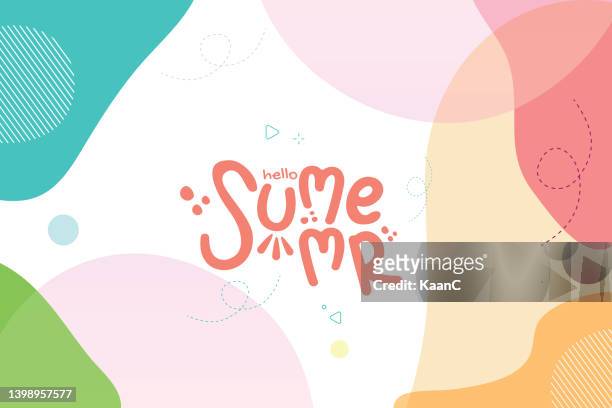 summer lettering. lettering composition of summer vacation on abstract background stock illustration - drawing activity stock illustrations