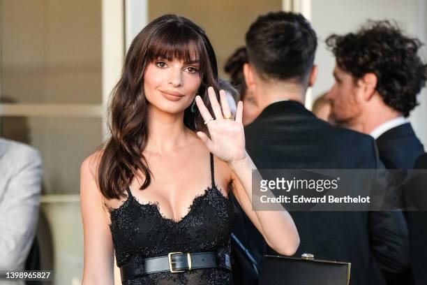 Emily Ratajkowski is seen during the 75th annual Cannes film festival on May 23, 2022 in Cannes, France.