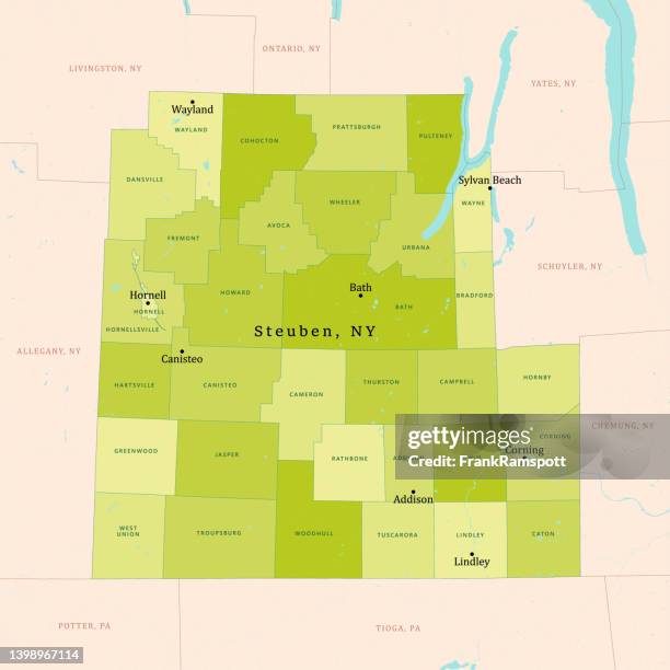 ny steuben vector map green - keuka lake stock illustrations