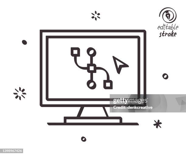 playful line illustration for computer aided manufacturing - cad drawing stock illustrations