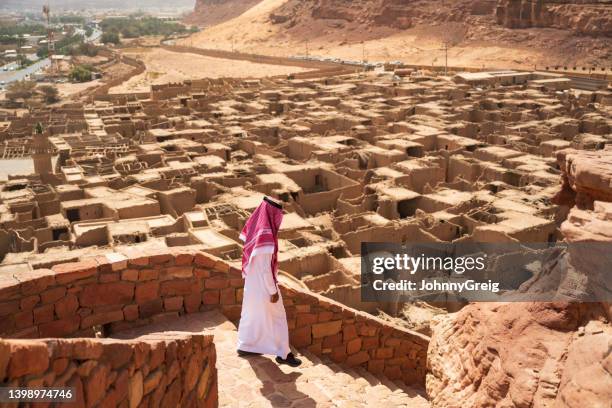 elevated viewpoint across al-ula old town - suadi arabia bildbanksfoton och bilder