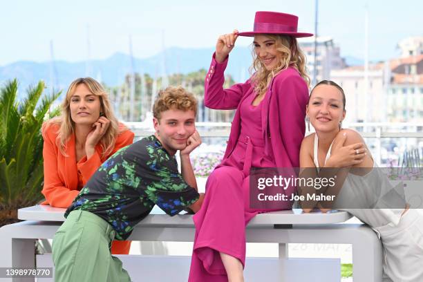 Vanille Lehmann, Jérémy Gillet, Director Déborah François and Ludmilla Makowski attend the photocall for "Adami" during the 75th annual Cannes film...