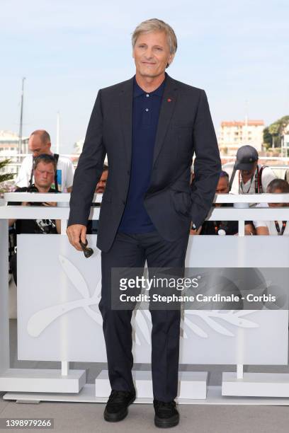Viggo Mortensen attends the photocall for "Crimes Of The Future" during the 75th annual Cannes film festival at Palais des Festivals on May 24, 2022...