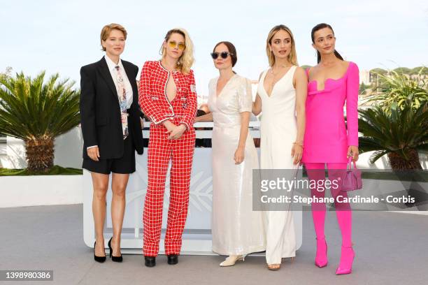 Léa Seydoux, Kristen Stewart, Nadia Litz, Denise Capezza and Lihi Kornowski attend the photocall for "Crimes Of The Future" during the 75th annual...