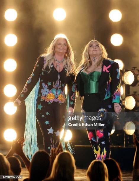 Miranda Lambert and Elle King perform onstage during the 2022 Billboard Music Awards at MGM Grand Garden Arena on May 15, 2022 in Las Vegas, Nevada.