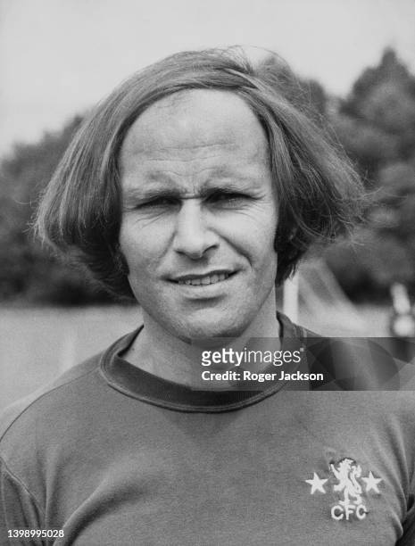 Portrait of English professional footballer John Dempsey, Centre Back for Chelsea Football Club on 20th August 1974 at the team training ground in...