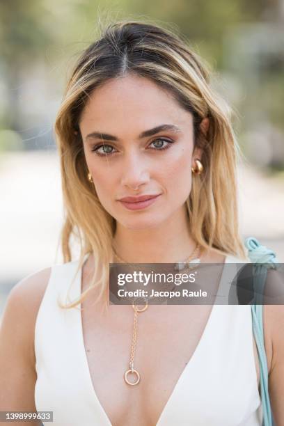 Denise Capezza is seen at Hotel Martinez during the 75th annual Cannes film festival on May 24, 2022 in Cannes, France.