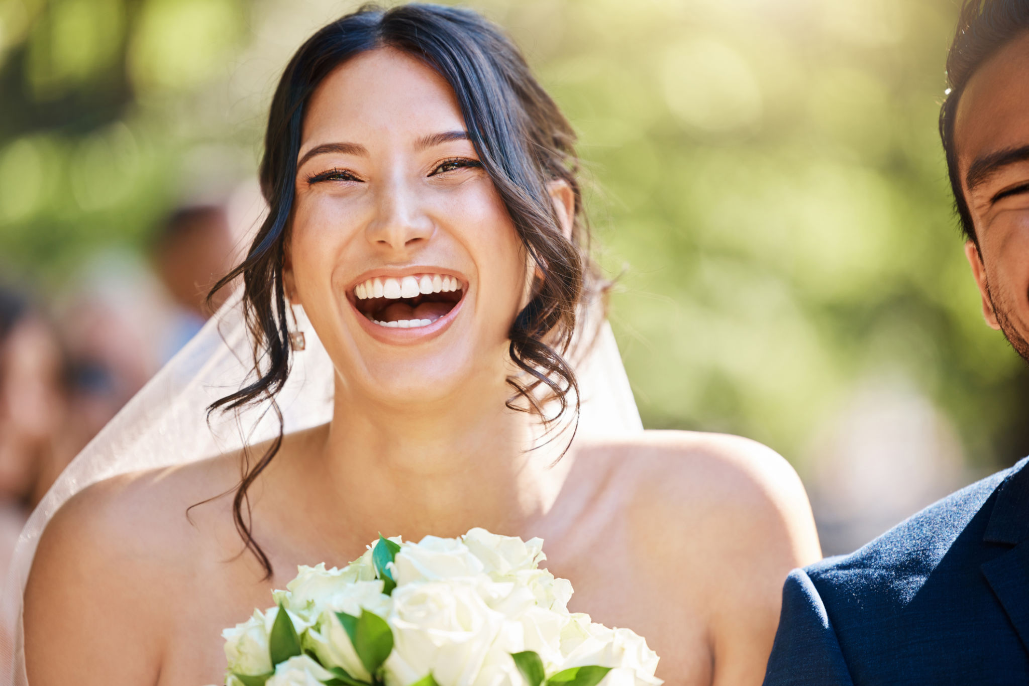 bride groom happy