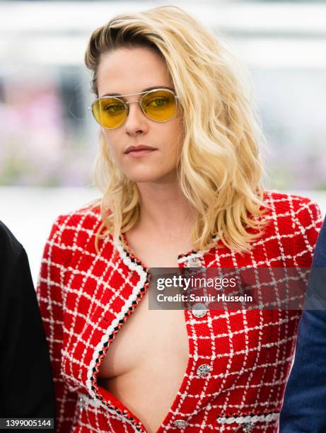 Kristen Stewart attends the photocall for "Crimes Of The Future" during the 75th annual Cannes film festival at Palais des Festivals on May 24, 2022...