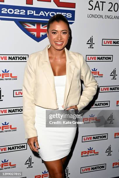 Kaz Crossley attends the PFL media event at Live Nation on May 24, 2022 in London, England.