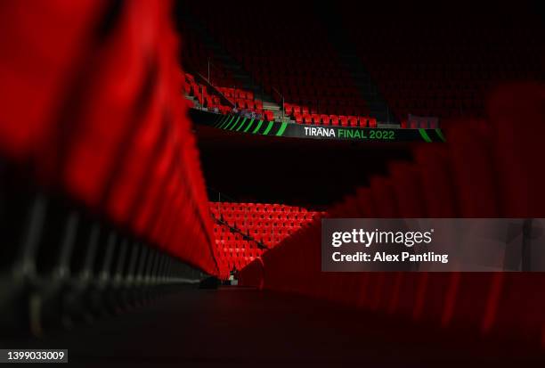 General view inside the stadium at Arena Kombetare on May 24, 2022 in Tirana, Albania. AS Roma will face Feyenoord in the UEFA Conference League...