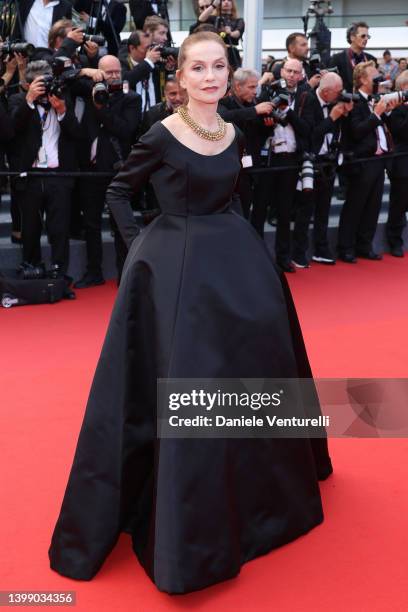 Isabelle Huppert attends the 75th Anniversary celebration screening of "The Innocent " during the 75th annual Cannes film festival at Palais des...