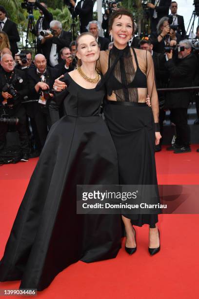 Isabelle Huppert and Maggie Gyllenhaal attend the 75th Anniversary celebration screening of "The Innocent " during the 75th annual Cannes film...