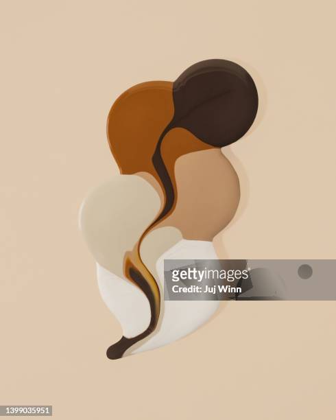 skin tone paints swirled together. - concealer stock pictures, royalty-free photos & images