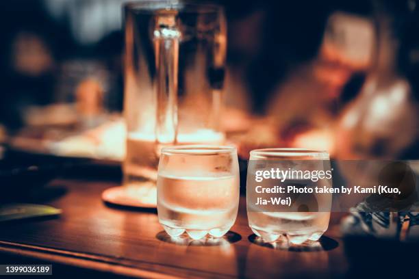 pair of cute glass sake cups - sake stock pictures, royalty-free photos & images