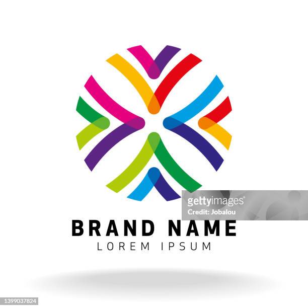 abstract symbol multicolored convergence - logo ideas stock illustrations
