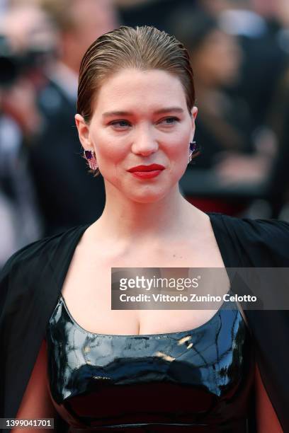 Léa Seydoux of "Crimes of the Future" attends the 75th Anniversary celebration screening of "The Innocent " during the 75th annual Cannes film...