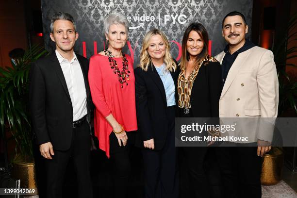 Justin Wilkes, Lucie Arnaz, Amy Poehler, Jeanne Elfant Festa and Robert A. Martinez attend Prime Video's "Lucy And Desi" official FYC screening and...