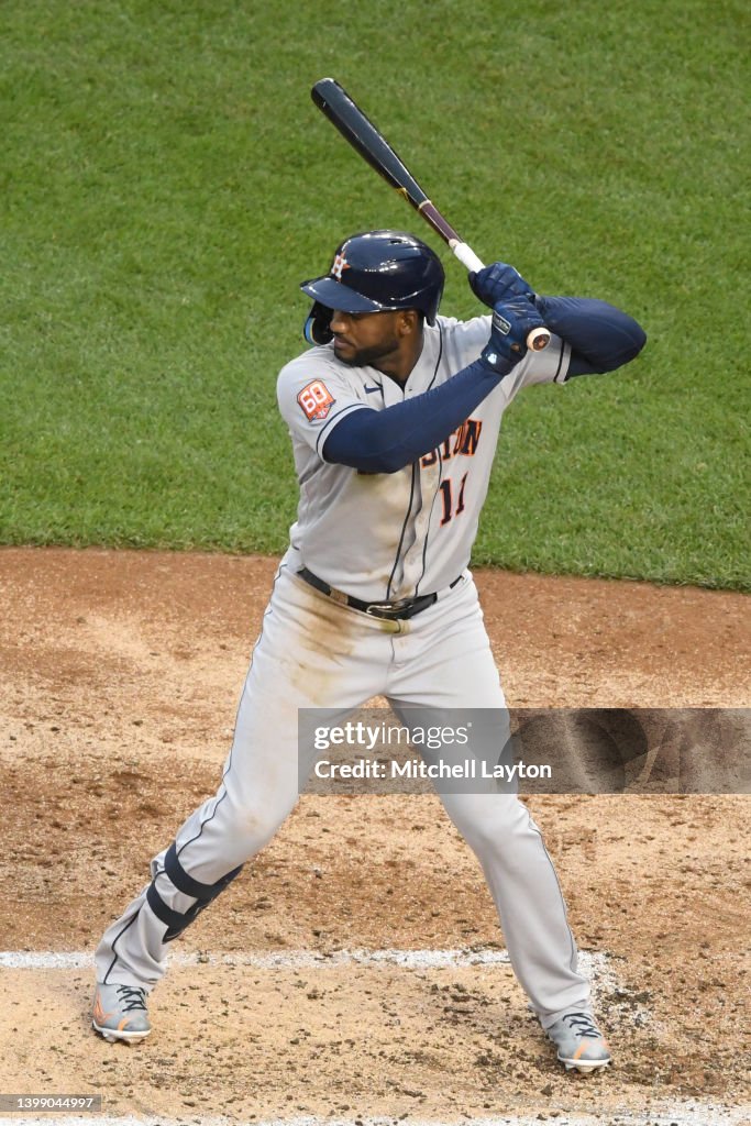Goodrum Niko Goodrum of the Houston Astros prepares for a pitch during a ...