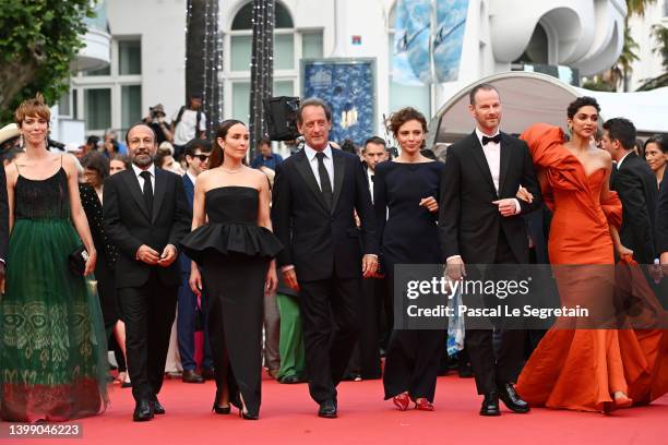 Jury Member Rebecca Hall, Jury Member Asghar Farhadi, Jury Member Noomi Rapace, President of the Jury of the 75th Cannes Film Festival Vincent...