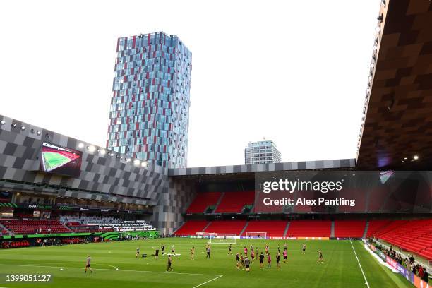 General view during a Feyanoord training session at Arena Kombetare on May 24, 2022 in Tirana, Albania. Feyenoord will face AS Roma in the UEFA...