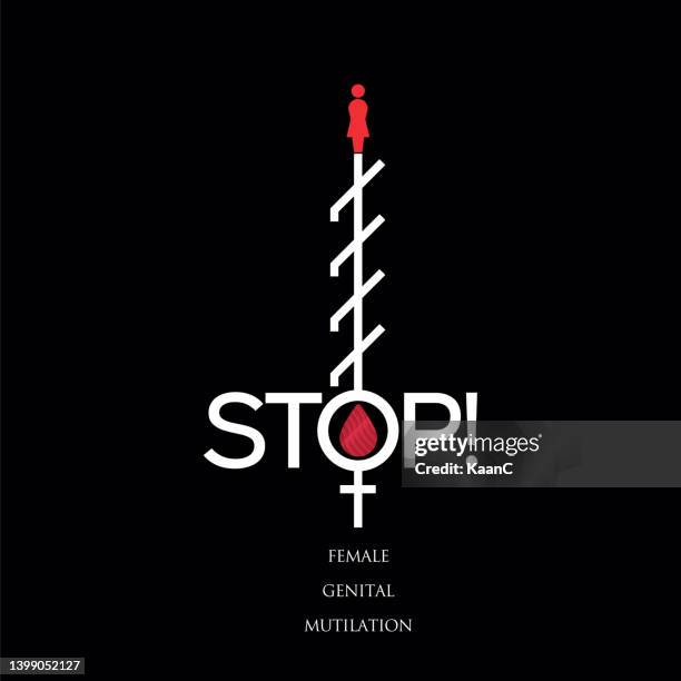 zero tolerance for female genital mutilation. stop female genital mutilation. zero tolerance for fgm. stop female circumcision, female cutting stock illustration - vulva stock illustrations