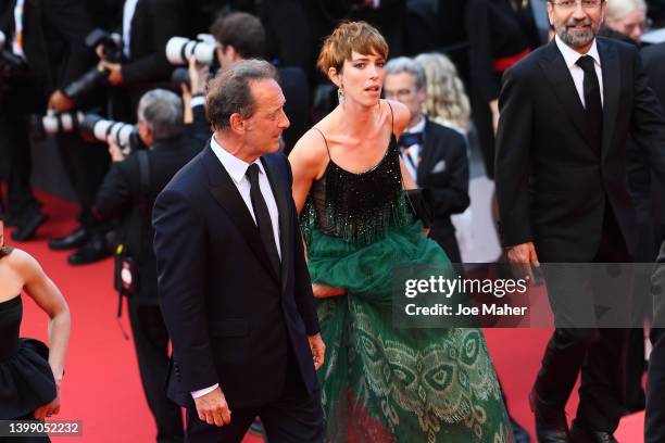 President of the Jury of the 75th Cannes Film Festival Vincent Lindon and Jury Member Rebecca Hall attends the 75th Anniversary celebration screening...