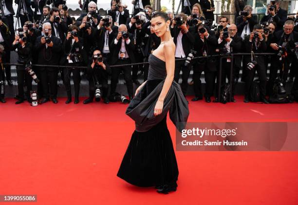 Bella Hadid attends the 75th Anniversary celebration screening of "The Innocent " during the 75th annual Cannes film festival at Palais des Festivals...